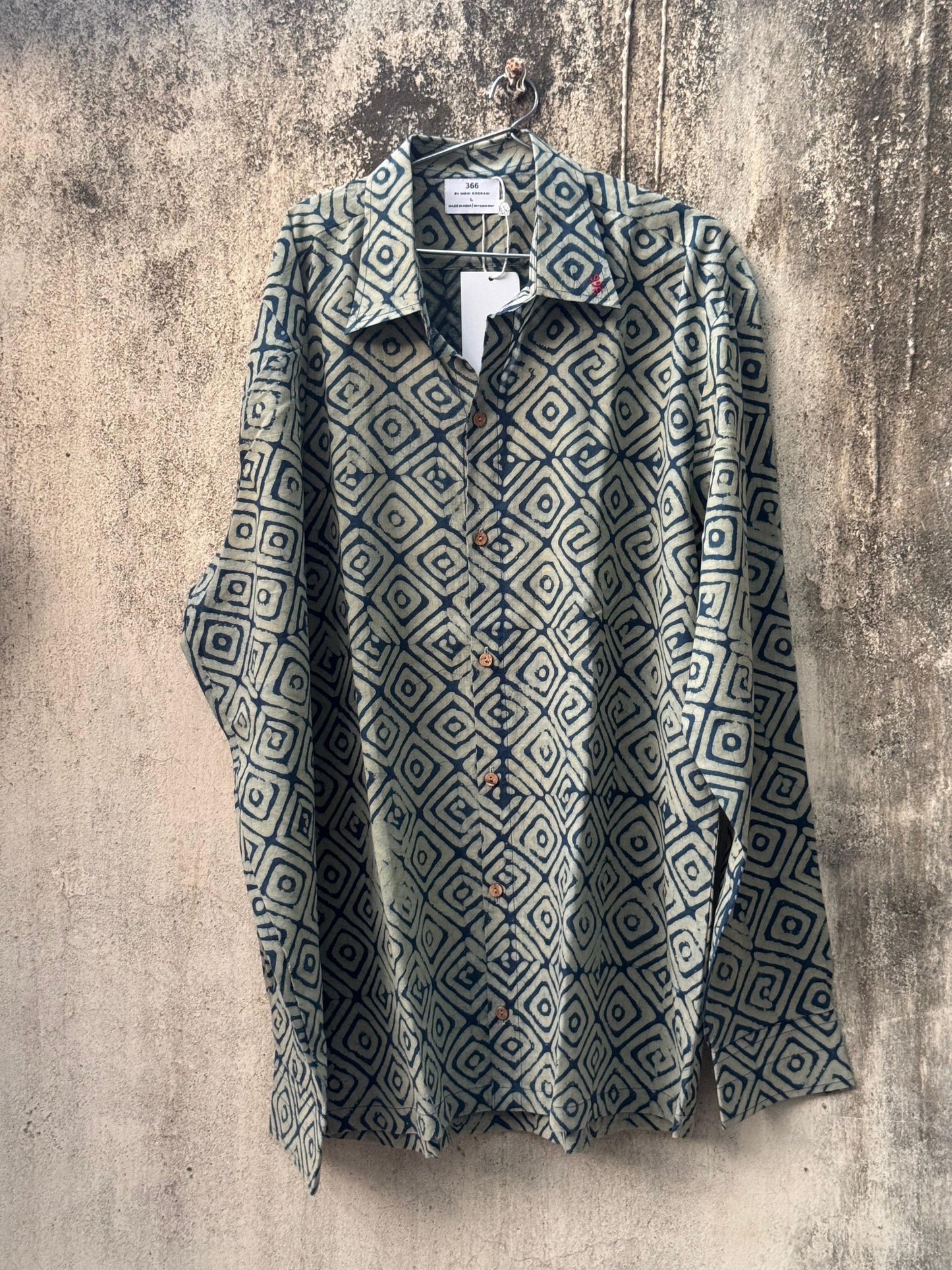 Indigo Geometric Flow Shirt