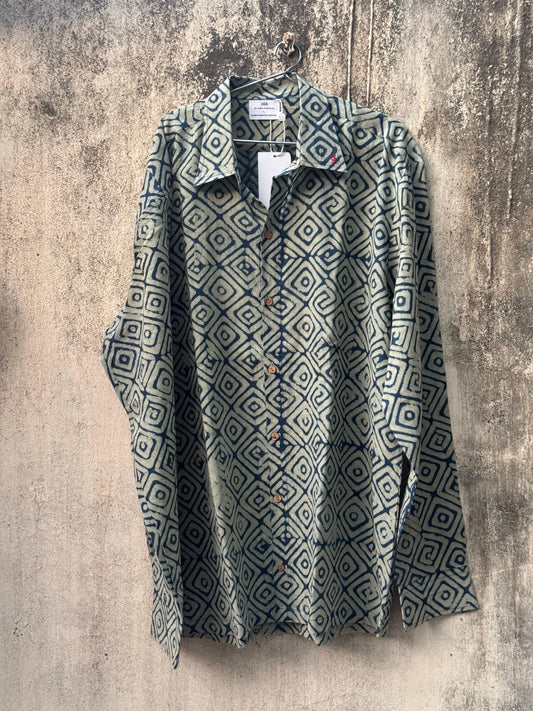 Indigo Geometric Flow Shirt